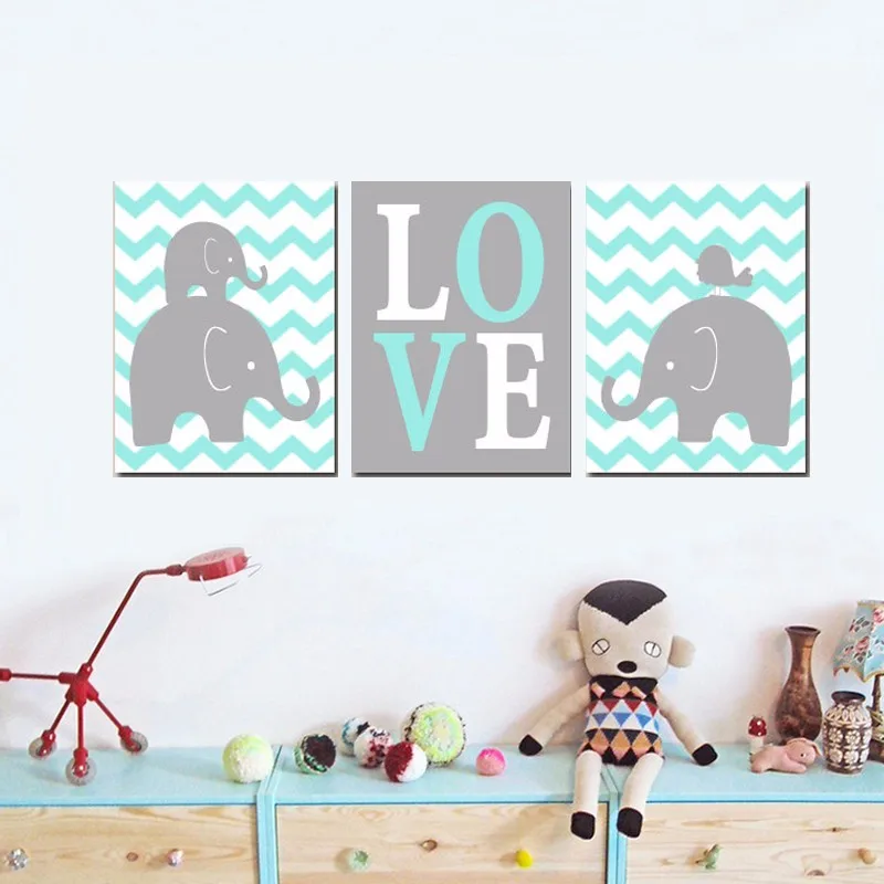 Boy ELEPHANT Nursery Wall Art Artwork Posters and Prints ...