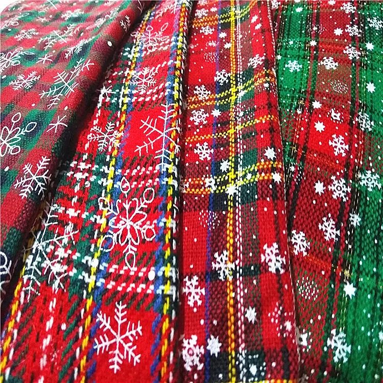 

mylb Christmas snowflake Plaid fabric mix cotton Classic Plaid Collection Suit Pleated Skirt grid fabric textile