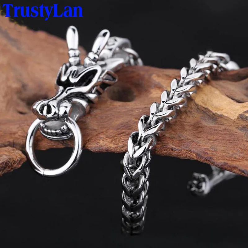 Trustylan никогда не увядает Нержавеющая сталь браслет Для мужчин Роскошные Прохладный Голова Дракона Для мужчин S Браслеты Модные украшения brazalet