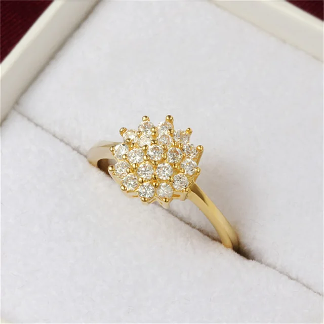 Flower Ring Fashion Simple Finger Rings Wedding Jewelry Charm Engagement Ring Gold Plate Women Party Birthday Lover Gift
