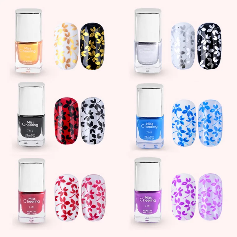 

Misscheering 1 Bottle 7ml Nail Stamping Polish Sweet Style Stamp Varnish DIY Nail Polish Printing Art Tools 18Colors Options