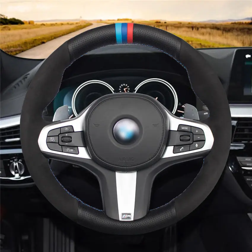 MEWANT черного цвета из натуральной кожи и замши чехол рулевого колеса автомобиля для BMW M спортивные G30 G31 G32 G20 G21 G14 G15 G16 X3 G01 X4 G02 X5 G05 - Название цвета: Style-01