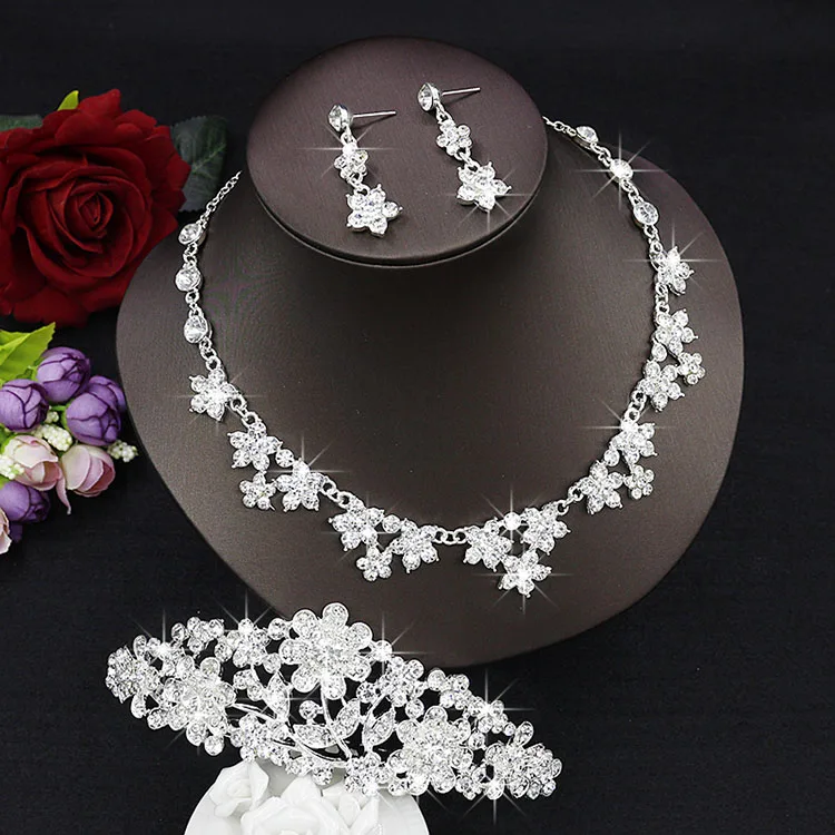   Cristal Conjunto De Jóias de Noiva Gota de Lágrima Strass Luxuoso Declaração Bib ColarBrincoacessórios do casamento Tiara  (6)