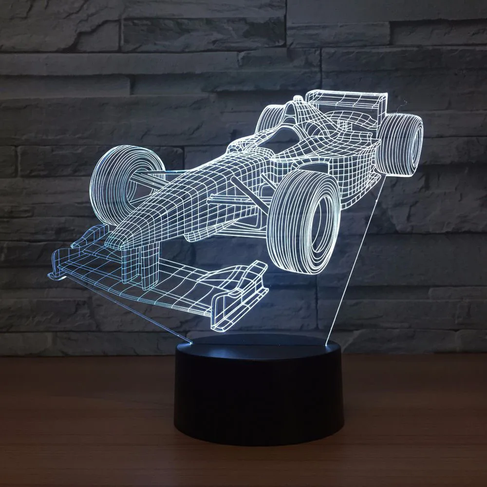 7 цветов светодиодные акрил Racing моделирование 3D настольная лампа Usb дети сенсорный кнопка автомобиля ночные огни для сна освещения подарки