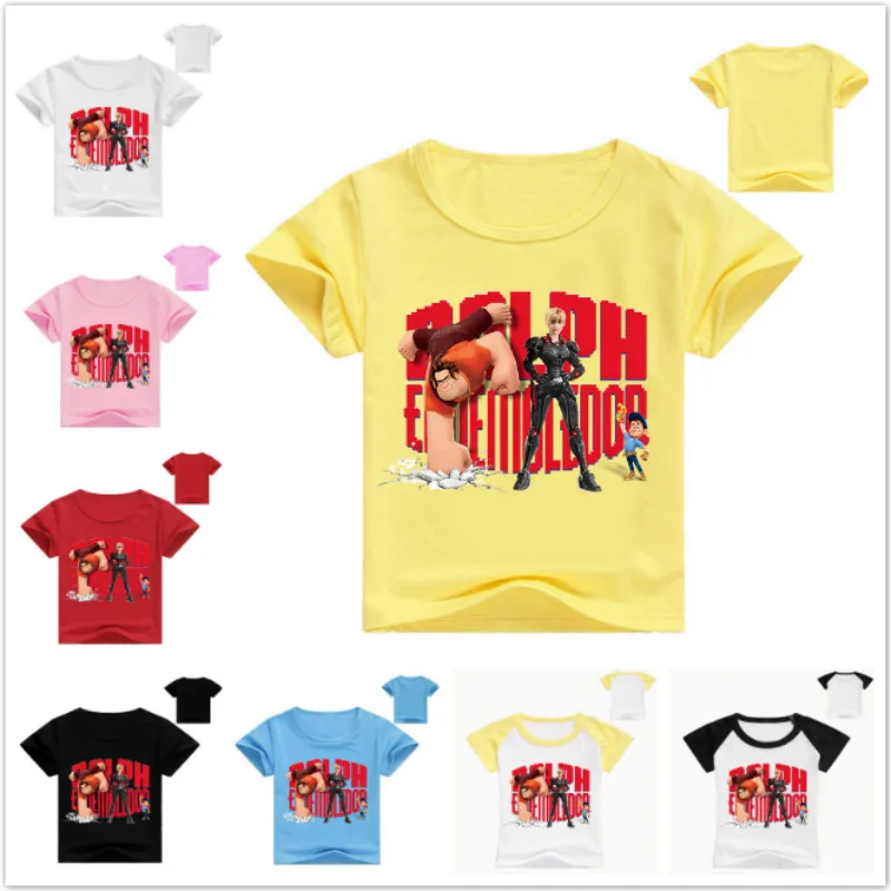 

2019 Summer Fashion Cotton Children Infant Kid Boys Cartoon Wreck-It Ralph Print Short Sleeve T-Shirts Kid Girl Tees Shirts Tops