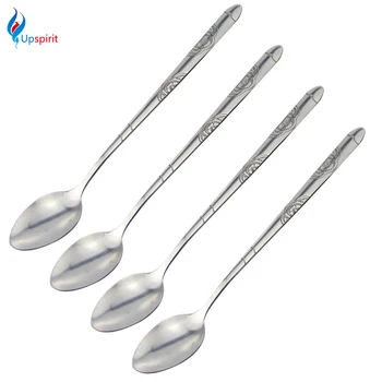

4Pcs/Set Printed Pattern Stainless Steel Tea Coffee Long Handle Stiring Spoons Ice Mixing Spoons Practical Home Kitchen Tools