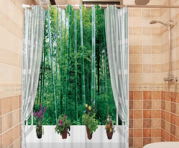 

New window scenery polyester waterproof mildew digital printing shower curtain to map custom multi-select bathroom shower curtai