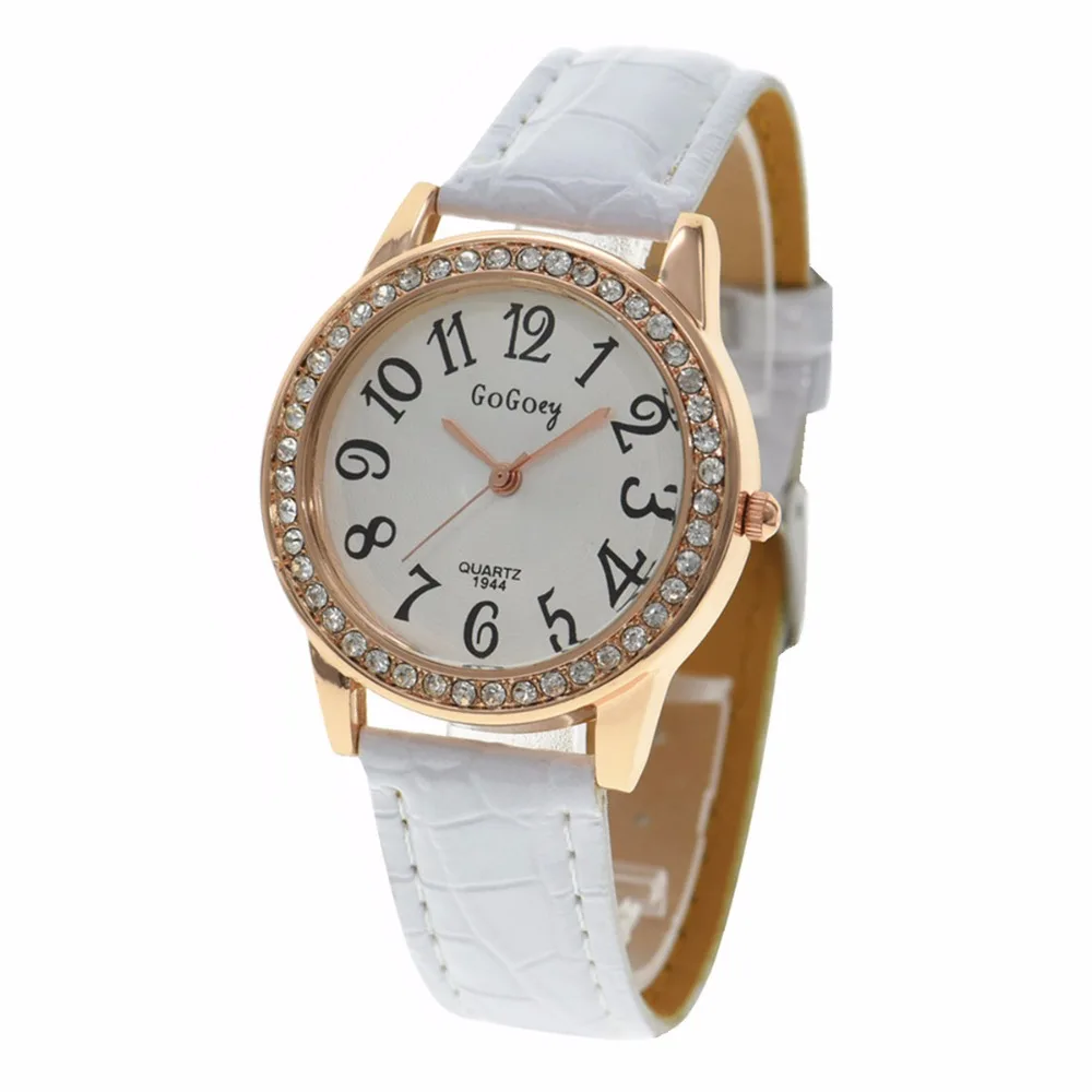 

New New Trendy Gogoey 1944 Style Heart Rhinestone Watches Women Quartz Watch Fashion Casual Leather Wristwatch