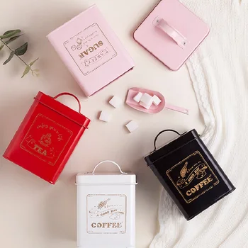

1-3Pcs/Set Square Sealed Can Storage Tank Tea/Coffee/Sugar Square Box Cover Steel Kitchen Utensils Multifunction Case Household