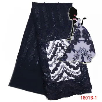 

2018 New Arrival African Embroidered French African Lace Fabric Tulle Lace Fabric For Wedding With Stones lace trim AMY1801B-2