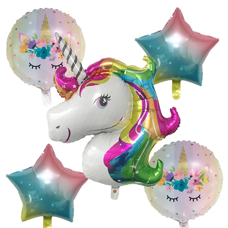 5 шт./компл. фольгированные воздушные шары-единороги обесцвечиваясь и не вышивка «звёздочки» или «бриллианты» воздушные шары День рождения украшения Детские игрушки поставки baby shower globos