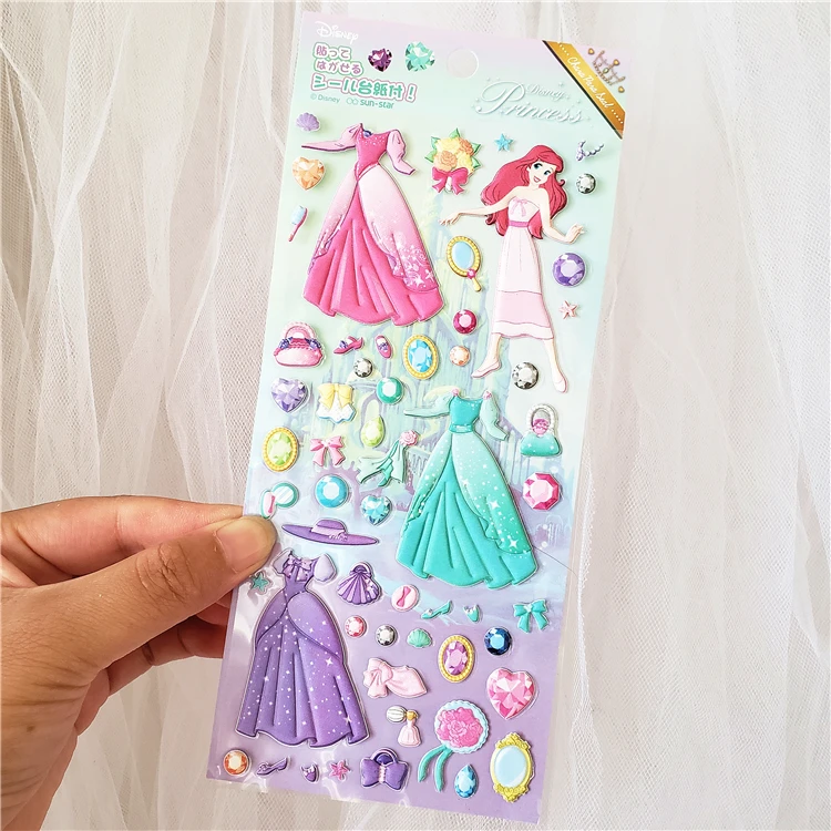 

Disney cartoon DIY dress up sticker Minnie Mouse 3D sticker Princess clothing match sticker girl gift beauty pretend play toy