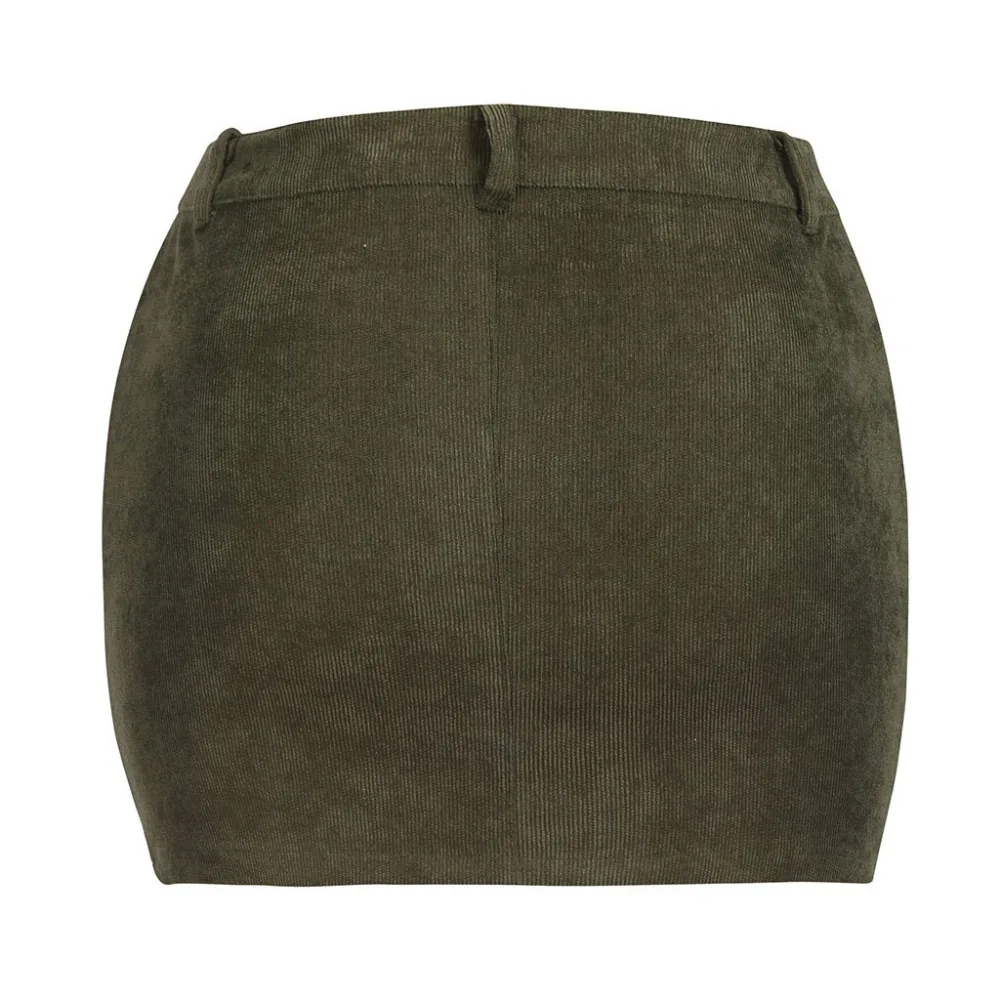 Женская юбка летние сексуальные тонкие вельветовые короткие с высокой талией Твердые кнопки Bodycon мини-юбки-карандаши faldas mujer moda# SL