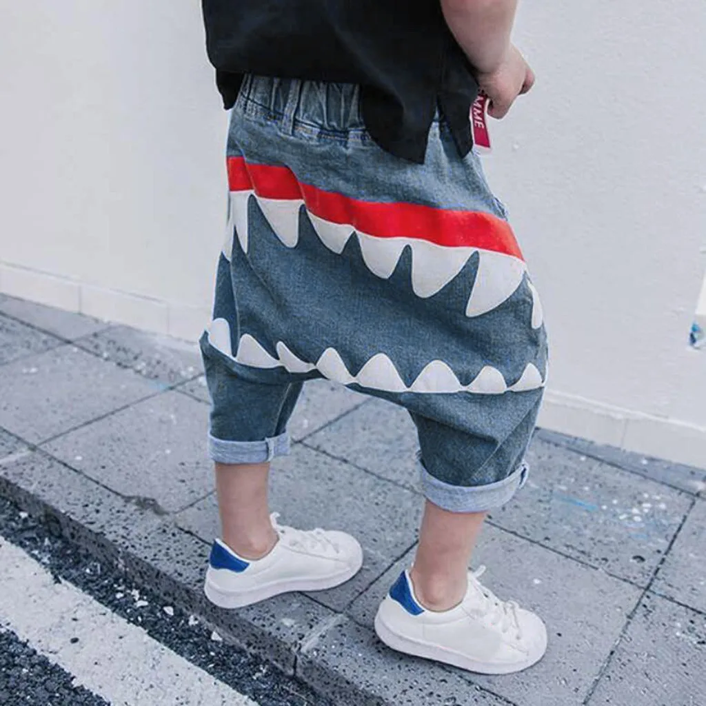 Baby Boys Pant Print Shark mouth Toddler Kids Baby Boy Girl Cartoon Shark Harem Jeans Denim Pants Trousers Baby Boys Pant Print Shark mouth Toddler Kids Baby Boy Girl Cartoon Shark Harem Jeans Denim Pants Trousers