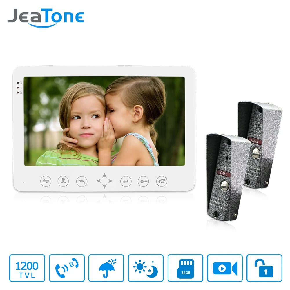 JeaTone 1200TVL видеодомофоны Системы 7 "Hands-free двойной Связь Indoor монитор камеры двери для частного дома безопасности