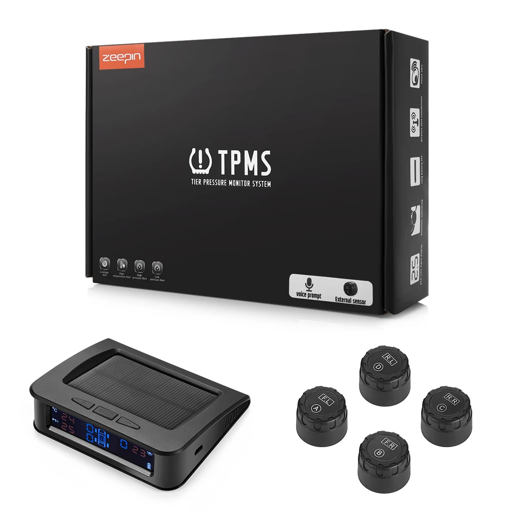 

ZEEPIN C220 Car TPMS Voice Broadcast TFT screen display Tire Pressure Monitor System 4 External Sensors Tire Pressure Alarm