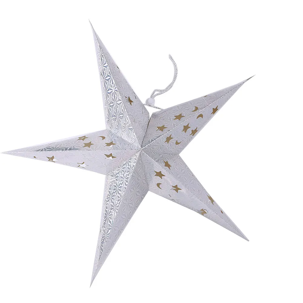 Us 168 21 Offbeautiful Lamp Lantern Holiday Lighting Decoration Xmas Tree Christmas Lampshade Laser Paper Five Pointed Stars Light Shade In Lamp