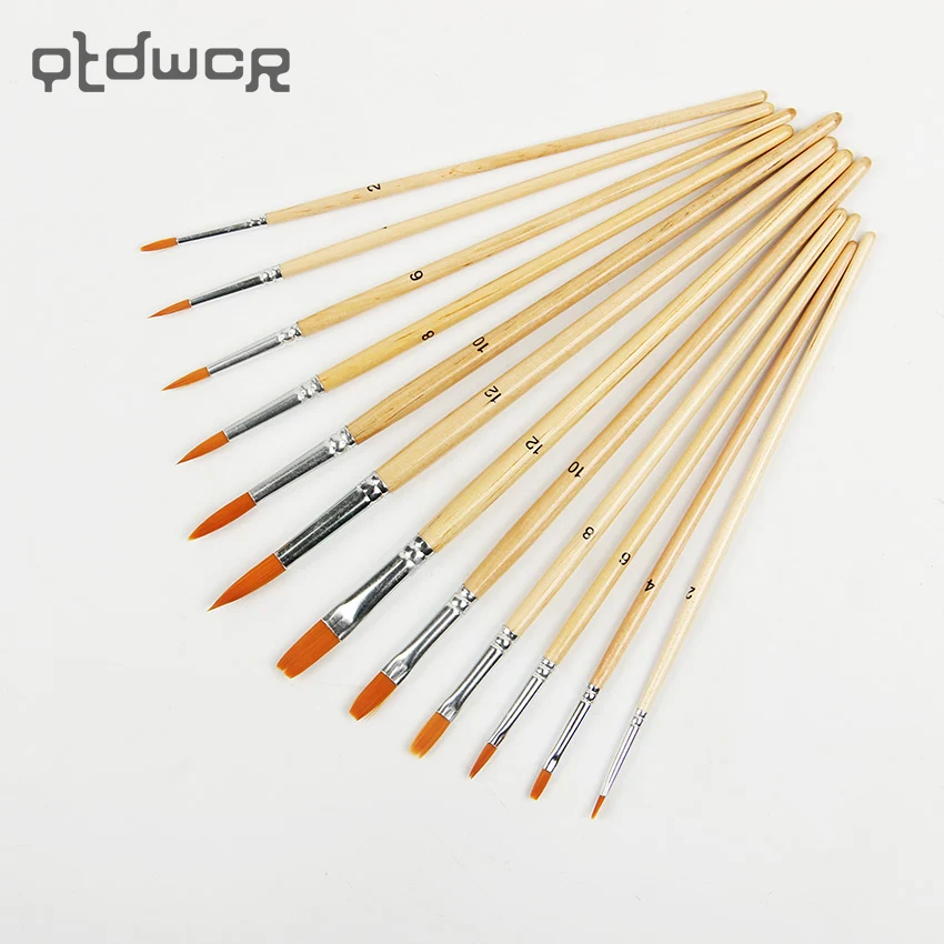 Goede 12 stks set Houten Olieverfschilderij Borstel Acryl Aquarel Verf Art Supply Set Top Kunstenaar Schilderen Gereedschap