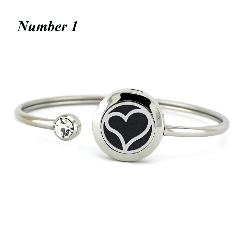 

20MM Heart Shape Cuff Bangles Stainless Steel Aromatherapy Essential Oil Bracelet Diffuser Bracelet For Women (Free with 5pads)