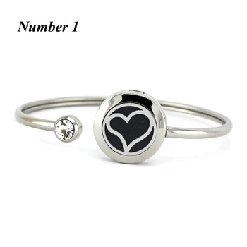 

20MM Heart Shape Cuff Bangles Stainless Steel Aromatherapy Essential Oil Bracelet Diffuser Bracelet For Women (Free with 5pads)