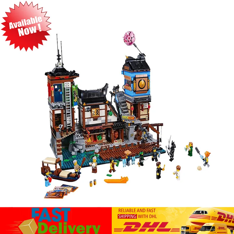 

Creative Ninja City Docks Set Model Building Bricks Blocks DIY Educational Toys for Children Gifts Compatible LegoINGlys 70657