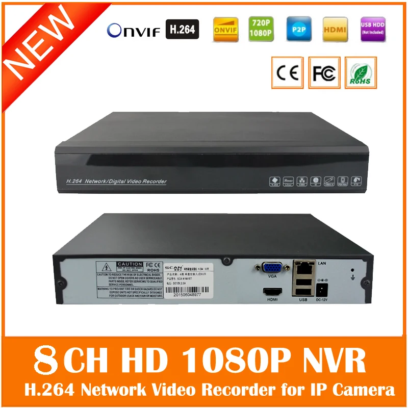 

Hd1080p All-real-time Nvr 8ch Single Sata Port Cctv For Ip Camera Security System Onvif H.264 P2p Network Video Recorder