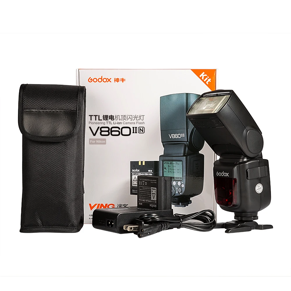 Godox 2,4G ttl HSS V860II-N X1T-N камера передатчика синхроконтакта разъем для внешней вспышки типа GN60 для Nikon D500 D3200 D3400 D5600 D5200 D5500 D3300