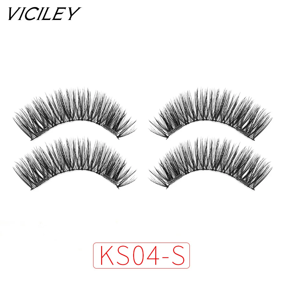 

VICILEY 4Pcs/Pair Women Reusable Double False Magnetic Eyelashes Natural Look Fake Eye Lashes Extension Makeup Eyelash KS04-SY