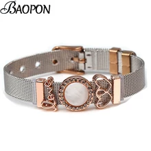 BAOPON новое розовое золото Цвет Нержавеющая сталь сетчатым браслетом набор Eternal подвеска любовь тонкий браслет для женщин, ювелирное изделие, подарок