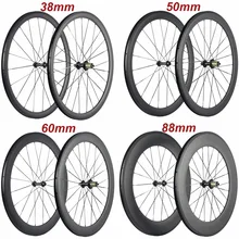 Factory Sales 700C Carbon Wheelset Tubular 38mm 50mm 60mm 88mm Carbon Bicycle Wheels Clincher Road Bike Wheels Basalt Braking 2018 hot sale 700c carbon drum wheels bmx road bicycle wheel v brake aluminium road wheelset bicycle wheels