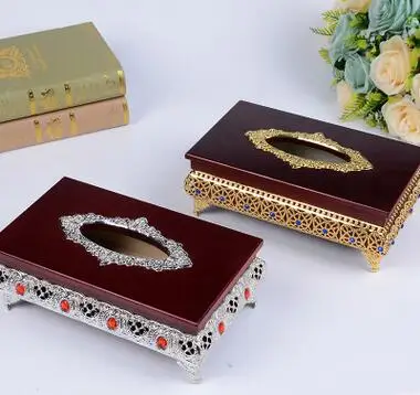 

luxurious wooden tissue box gold tissue box holder cute paper tissue box tissue holder for home decorationZJH046