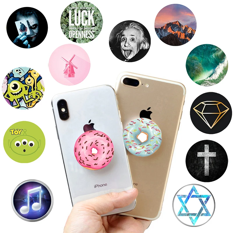 Mobile Phone Pop Socket Colored Drawing Phone Stand Holder Expanding Stand and Grip Mount Popsocket for iPhone Xiaomi