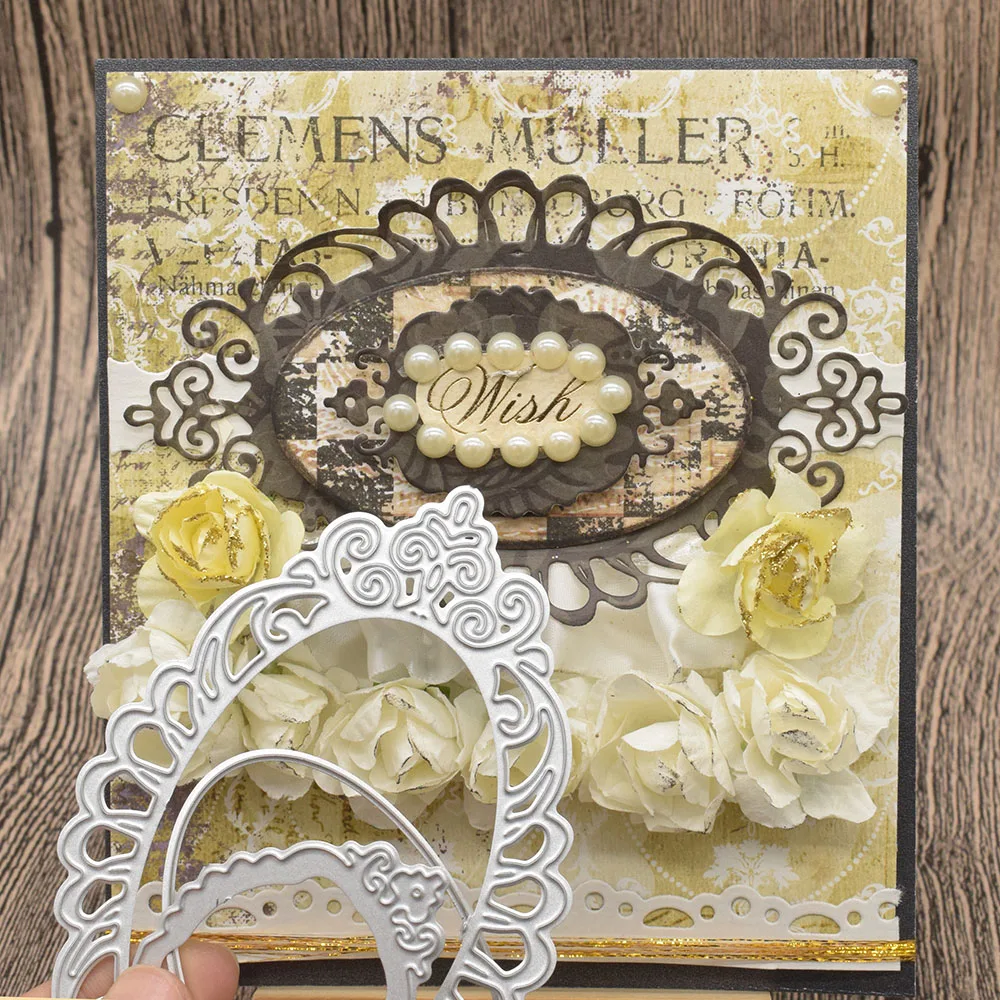 

Lace Flowers Frame Metal Stencil Dies Cutting Dies For Scrapbooking Album Wedding Card Gift Decoration