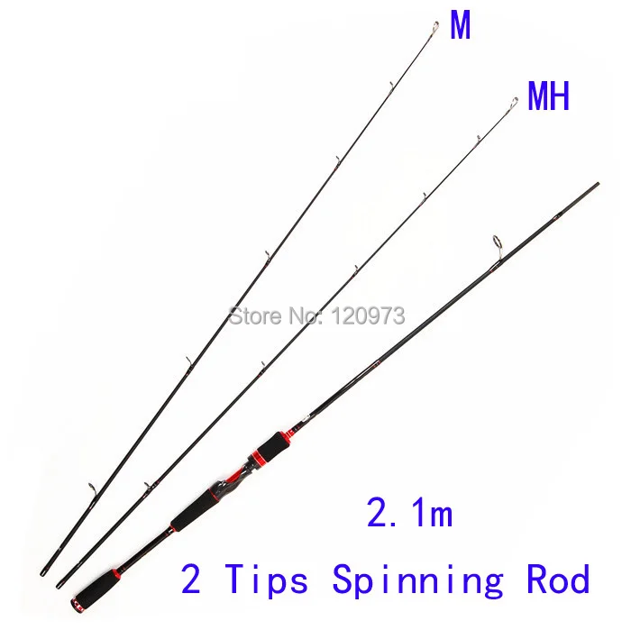 

Free Shipping 2.1m 2 Tips M+MH Spinning Fishing Rod Lure Rod 2 Sections Carbon Rod Pesca Fishing Tackles