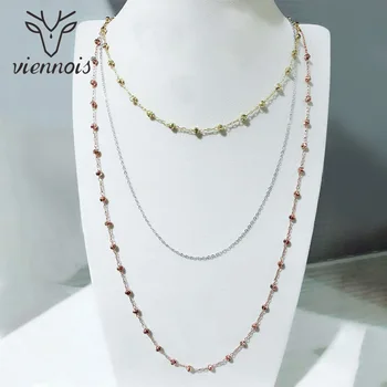 

2018 Viennois Round Sweater Chain Rose Gold / Mixed Color Long Necklace For Women Trendy Style Female Party Jewelry