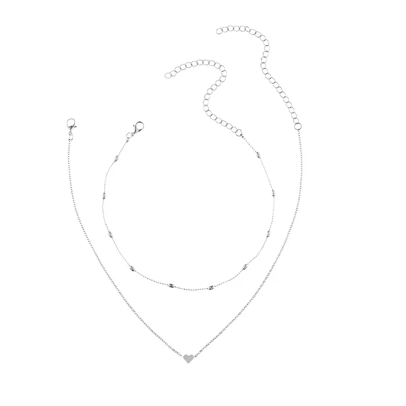 Простое любовное сердечко колье ожерелье для женщин многослойное чокер ожерелье s& кулон ожерелье Mujer колье подарок - Окраска металла: Посеребренный