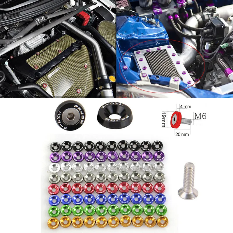 JDM Автомобильный ремонт M6 колодки винты аккумулятор защиты колодки гайки и болты крыло номерного знака винт украшения