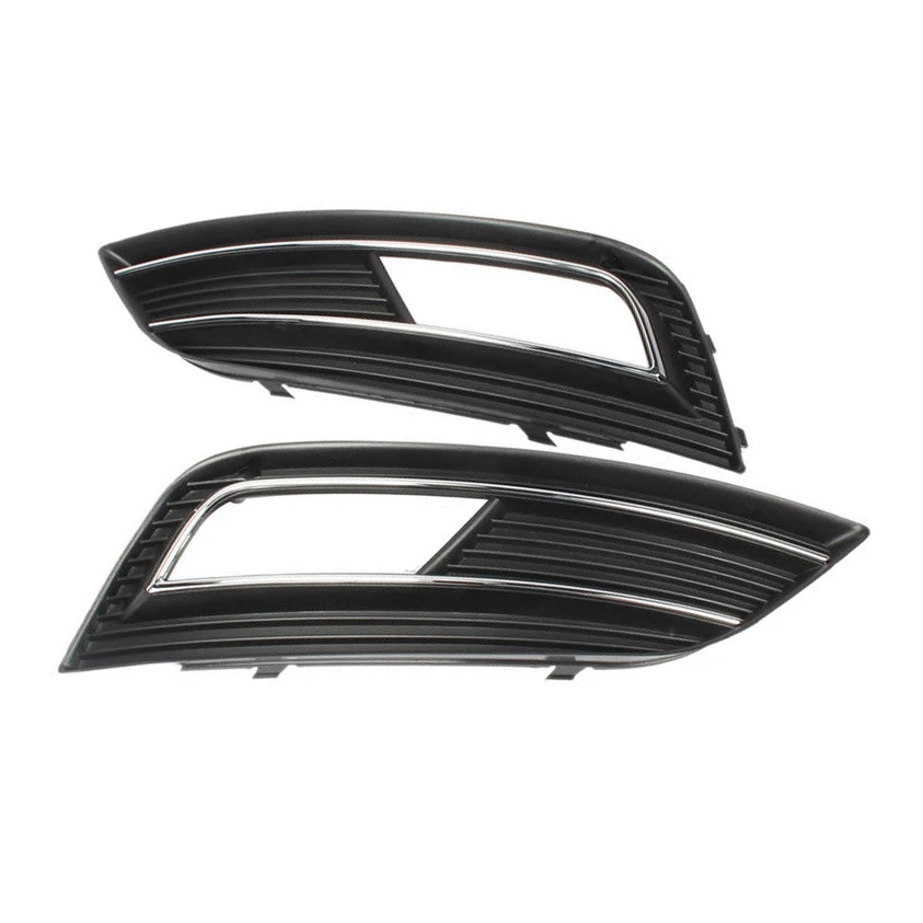 Chrome Front Pair Left Right Fog Light font b Lamp b font Grille Frame For AUDI