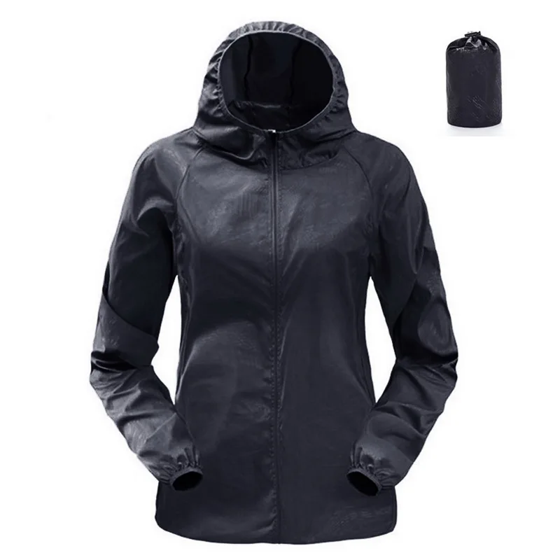 Sfit Мужская и женская одежда для защиты от солнца большого размера-тонкая спортивная ветровка быстросохнущие рыболовные снасти пальто на молнии - Цвет: black