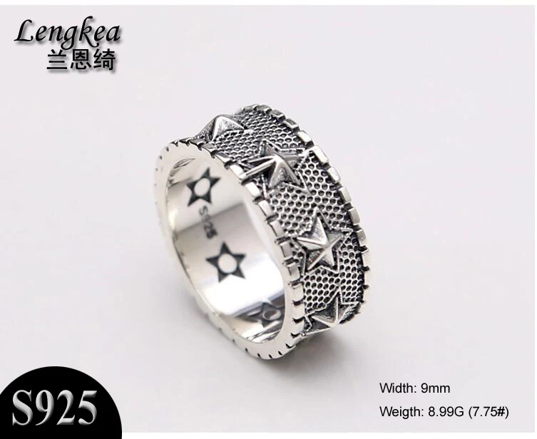 

Male ring 925 sterling silver rings retro STARS personality cool man ring silver accessories men jewelry charms trinket