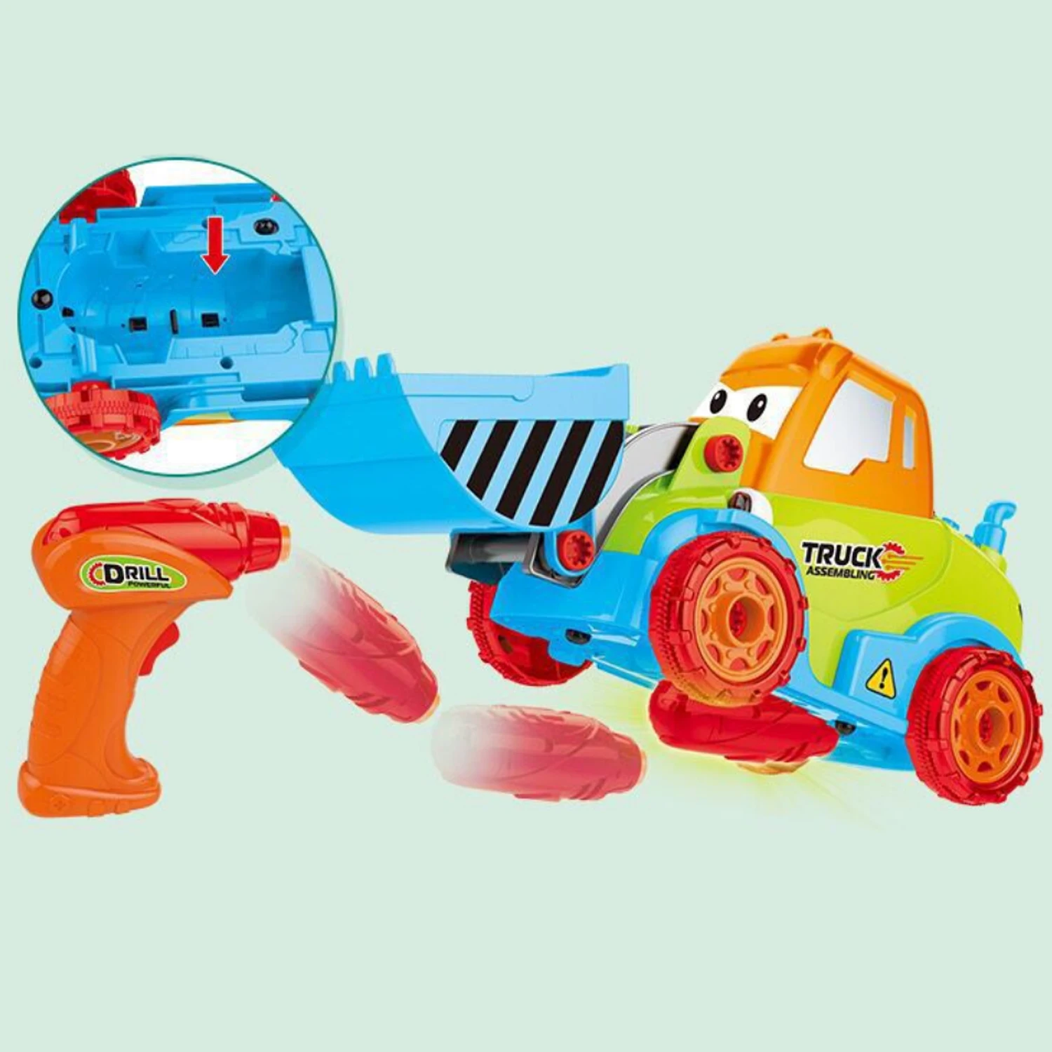 Детский классический игрушечный автомобиль, Besegad для сборки, набор игрушек для автомобиля, грузовика с электрической дрелью, шуруповертом, музыкальный светильник для детей