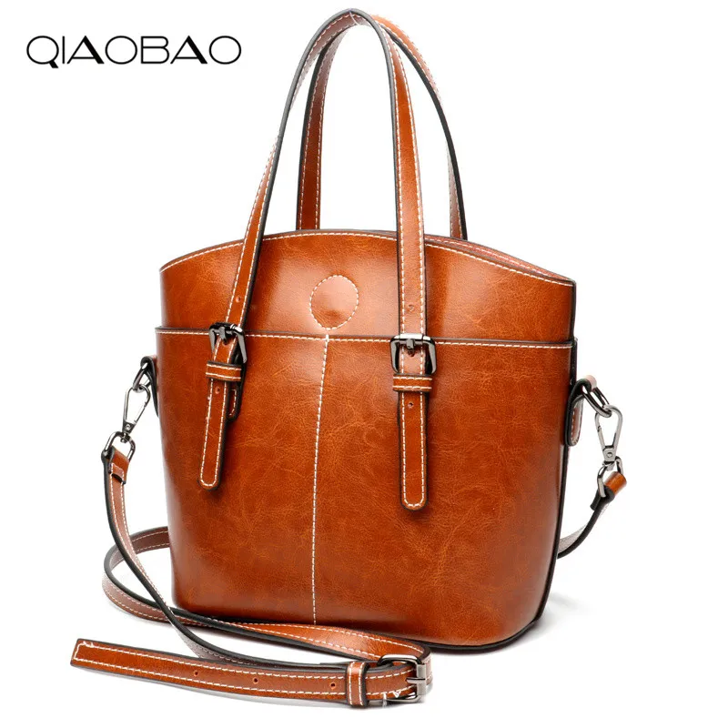 

QIAOBAO Famous Brand Fashion Genuine Leather Bags Sac a Main Handbags Mujer Bolsas Feminina Solid Color Shoulder Crossbody Bag