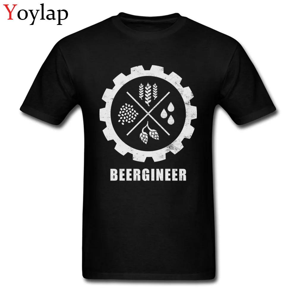 Funny Unique T-shirts Crewneck Cotton Fabric Beergineer Gear T-Shirt Student Tops Tees Short Sleeve Summer Autumn Unique Tee-Shirt black