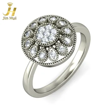 

Jinhui Women Proud As A Peacock Ring Solid 18K White 750 Gold 0.201CT Natural Diamond Jewelry Free Engraving