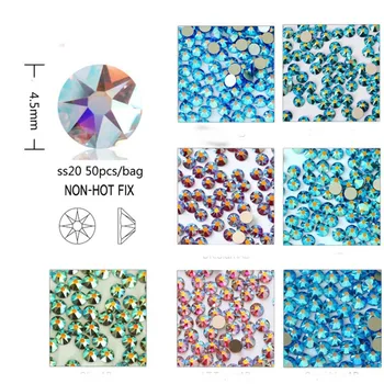 

50PCS/Bag 2088 Best Quality Crystal SS20 Glass Non Hotfix Rhinestones Non Hot Fix Stones Glitter Rhinestone with 16 Cut Facets