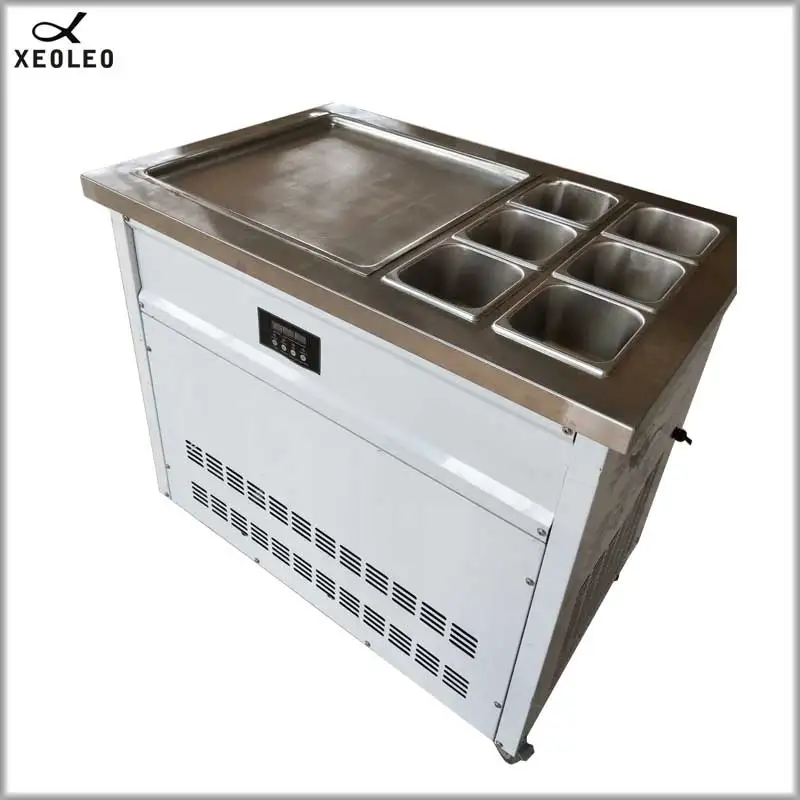 XEOLEO Commercial Roll Ice cream machine with 6 Buckets Roll Ice maker