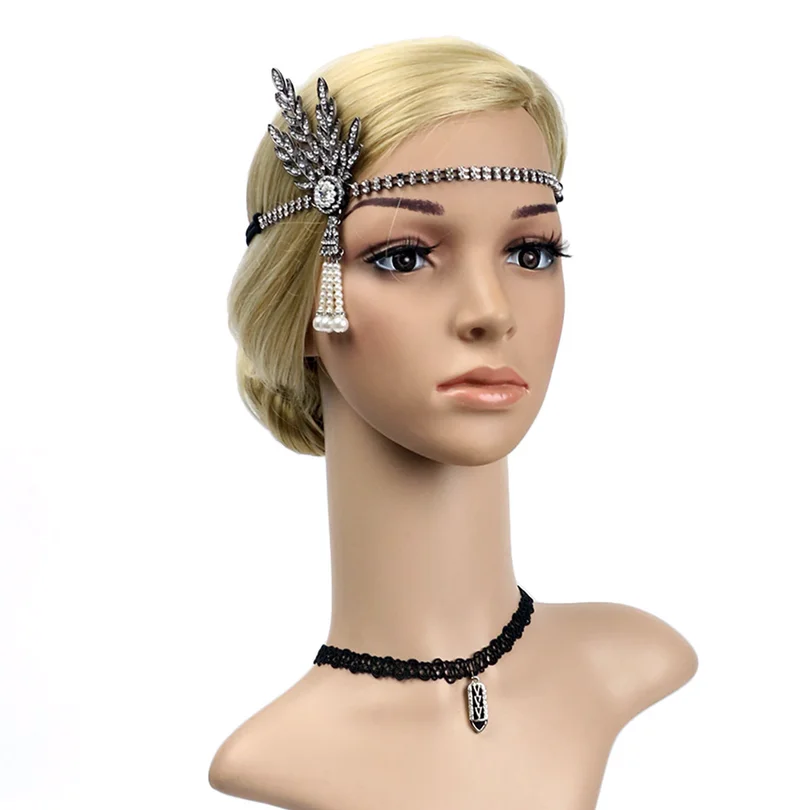 

Vintage Flapper Headband Daisy Buchanan Costume Great Gatsby Leaf Tiara Headpiece 1920's Fancy Dress Bridal Hair Accessory
