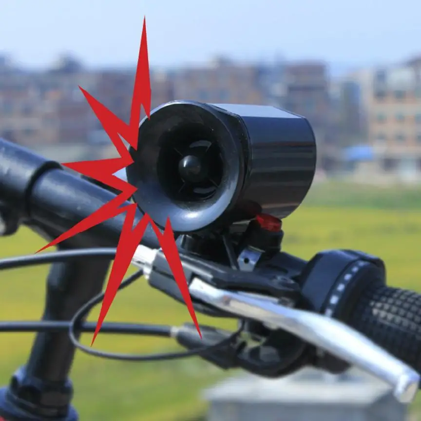 Ультра громкий динамик черный Электронный велосипед 6 звуков сигнализации колокол велосипед сирена Рог 9 В батарея с держателем Велоспорт Водонепроницаемый P60