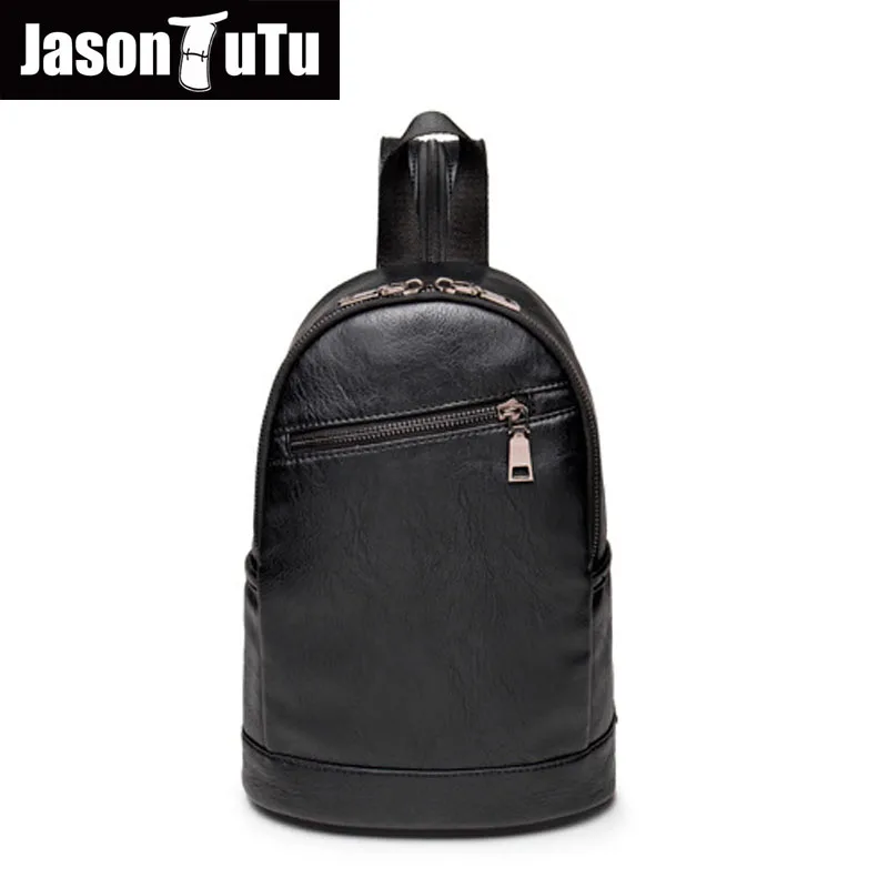 

2018 Men's backpack Good quality black PU leather single Shoulder Chest pack Mini backpacks for Girls Boy Free shipping B599