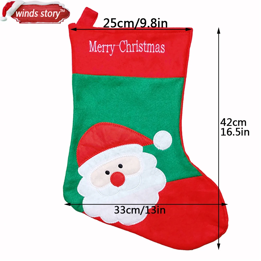 Uncategorized Christmas Stocking Story 3pcs cute christmas stocking decoration santa claus gift candy bag indoor xmas decor embroidery sock rooms tree strap